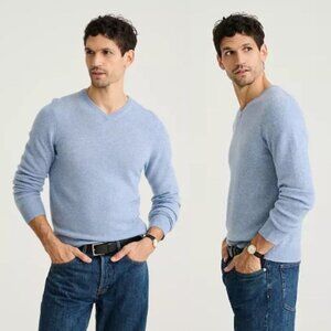 NAADAM Men's Blue Soft Collection V-Neck Cashmere Sweater Large 36079